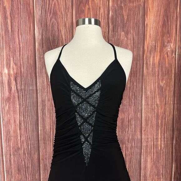 Vintage Y2K VIZIO Black Fairy Grunge Dress Halter Neck Whimsigoth Made in USA L - Picture 3 of 6